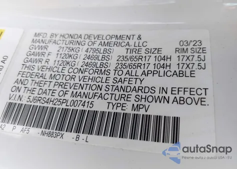 2023 Honda Cr-V Lx z USA, uszkodzony, nr VIN 5J6RS4H25PL007415